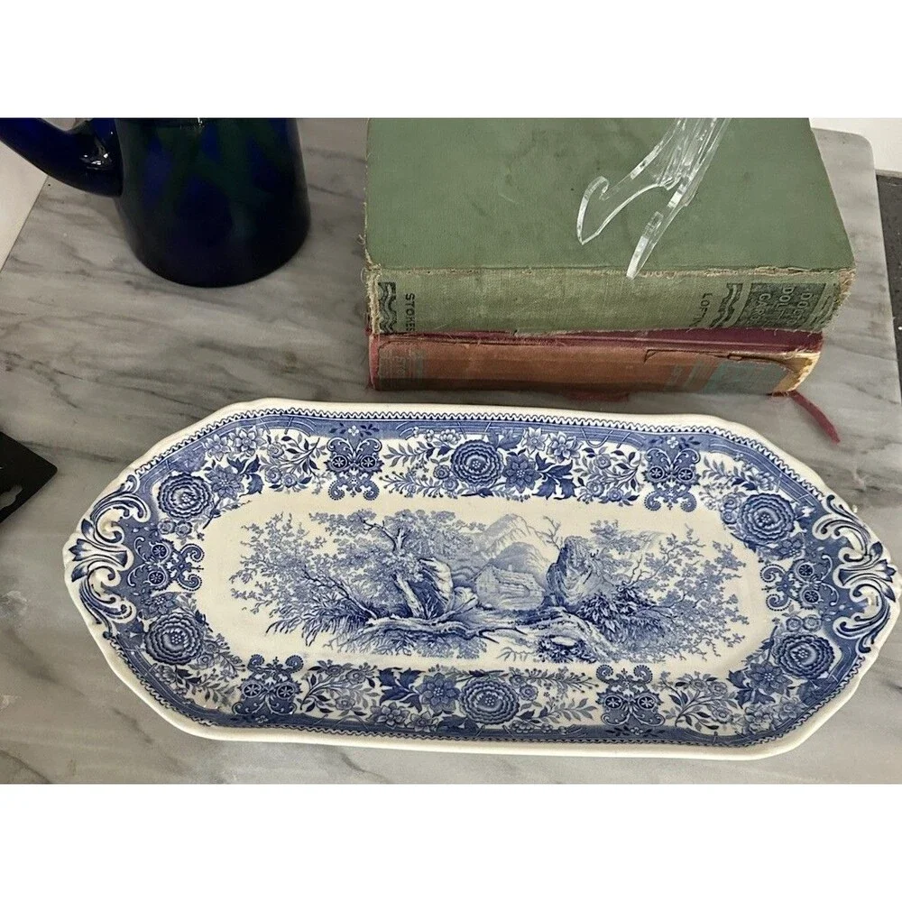 Vintage Villeroy & Boch Blue Serving Platter Wall Plate Burgenland Cottage 12”